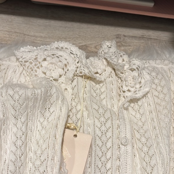 Doen Martina crochet sweater cardigan top M nwt - Picture 2 of 10